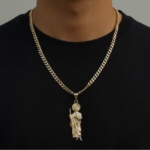 5mm Cuban San Judas Pendant Necklace